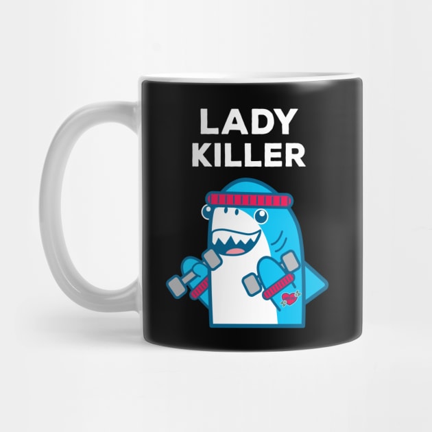 Funny Lady Killer Shark Weight Lifting BodyBuilder by MedleyDesigns67